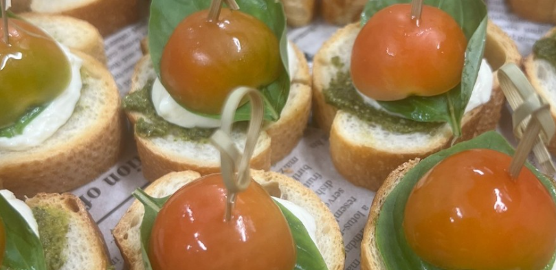 Tomato, Basil, Bocconcini Bruschetta